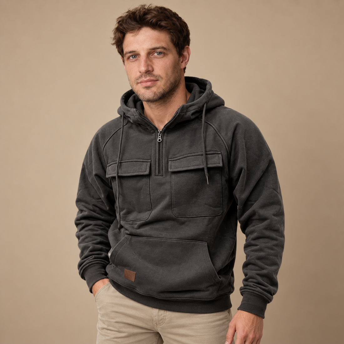 Strikket herresweater med slank pasform