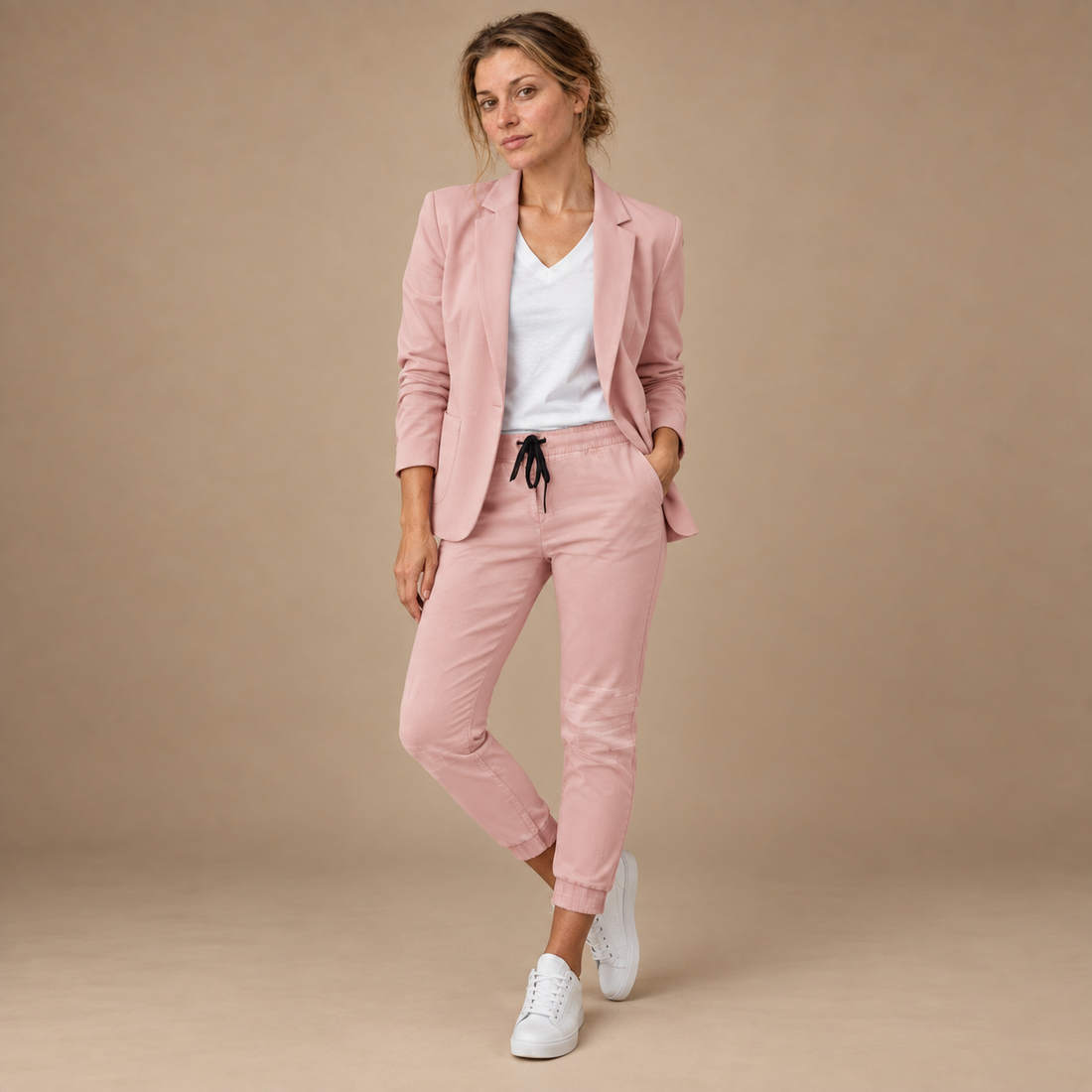 Buksedragt til dame med blazer og lige bukser
