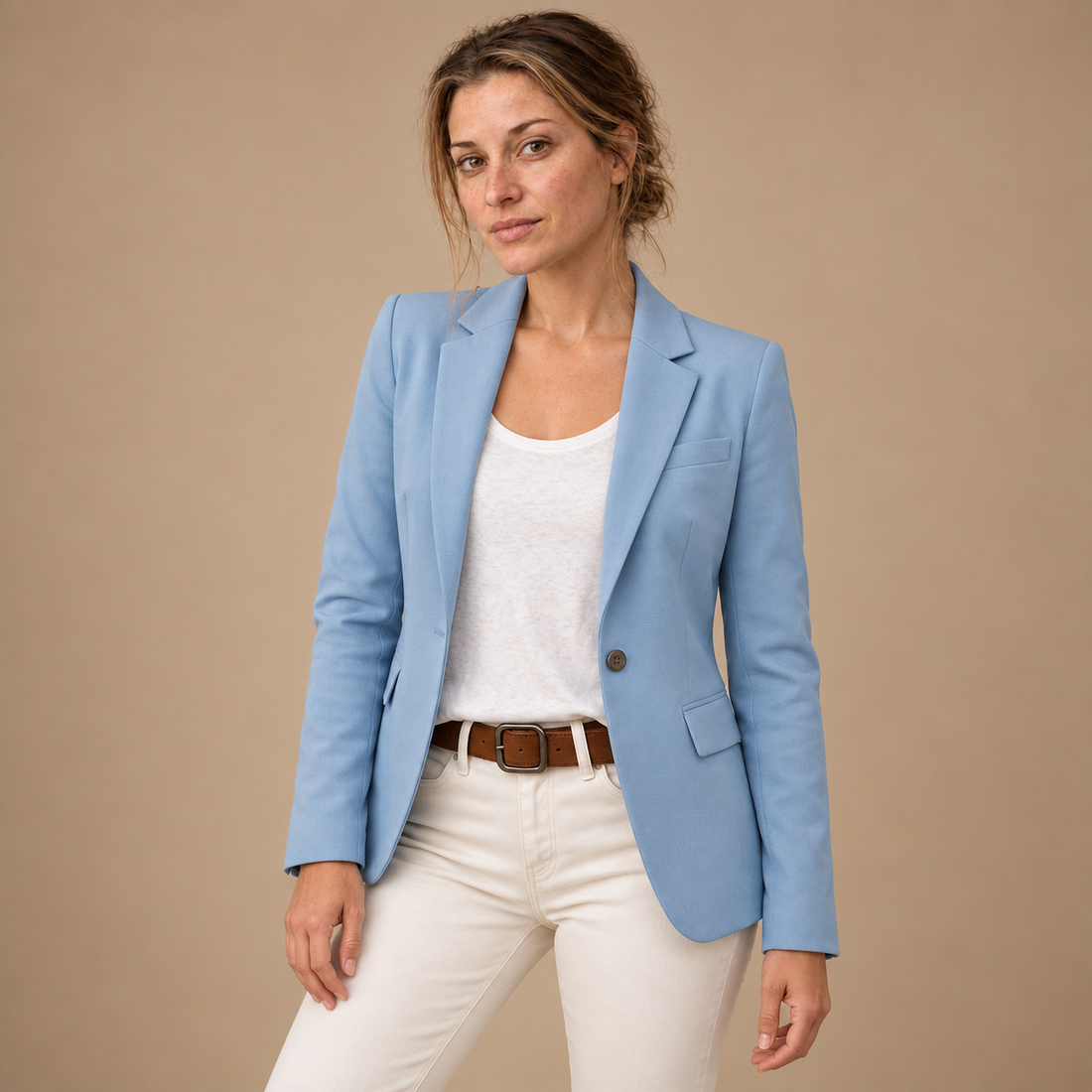 Taljeret blazer til dame med én knap