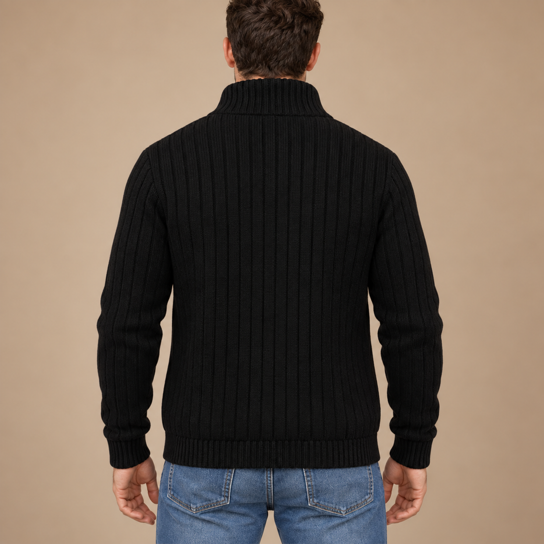 Herrecardigan i ribstrik