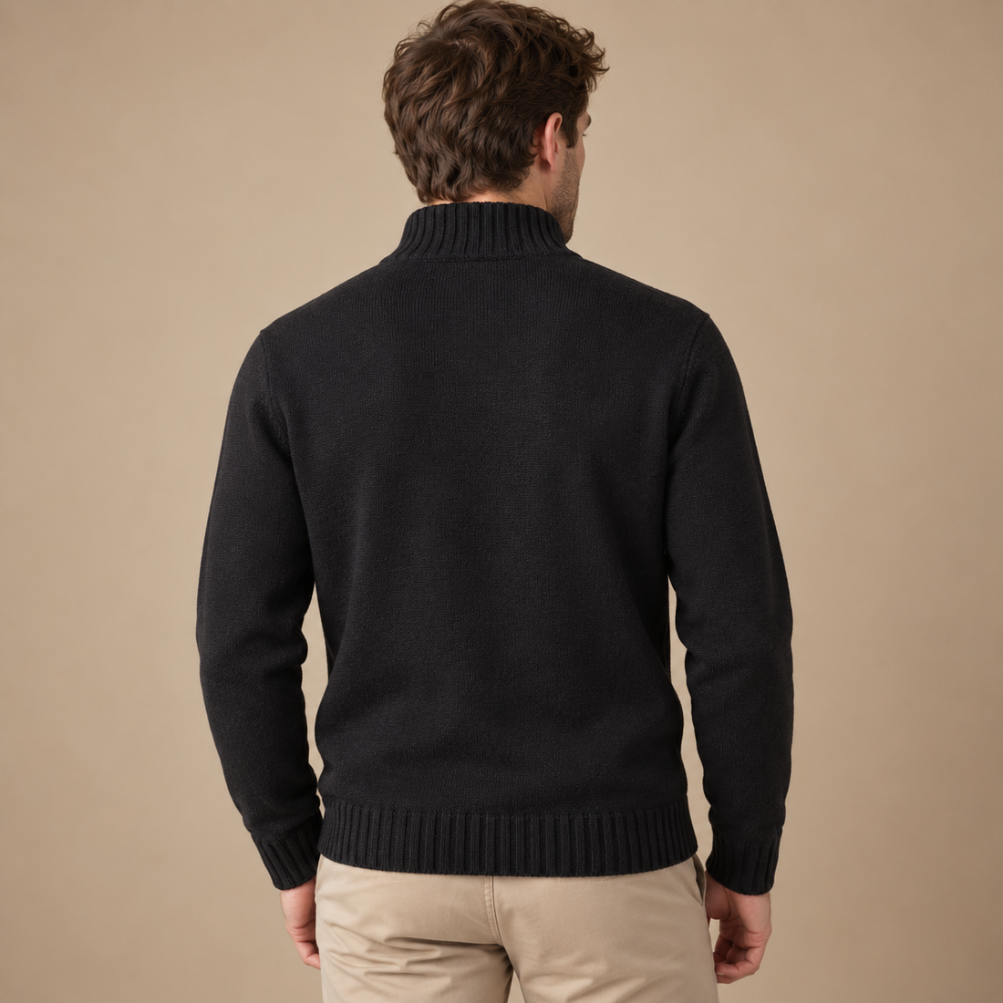 Herresweater med halv lynlås i slim fit