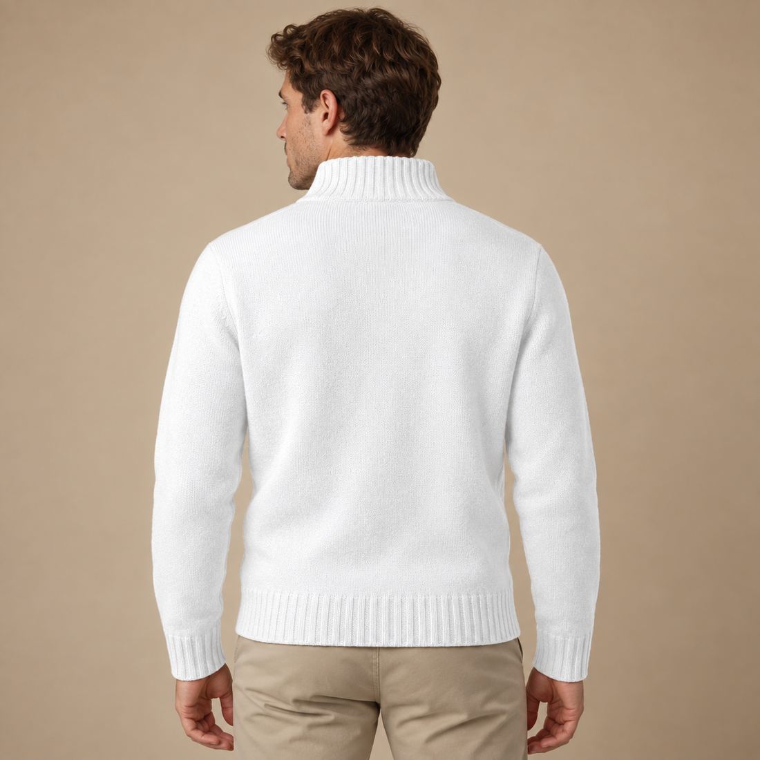 Herresweater med halv lynlås i slim fit