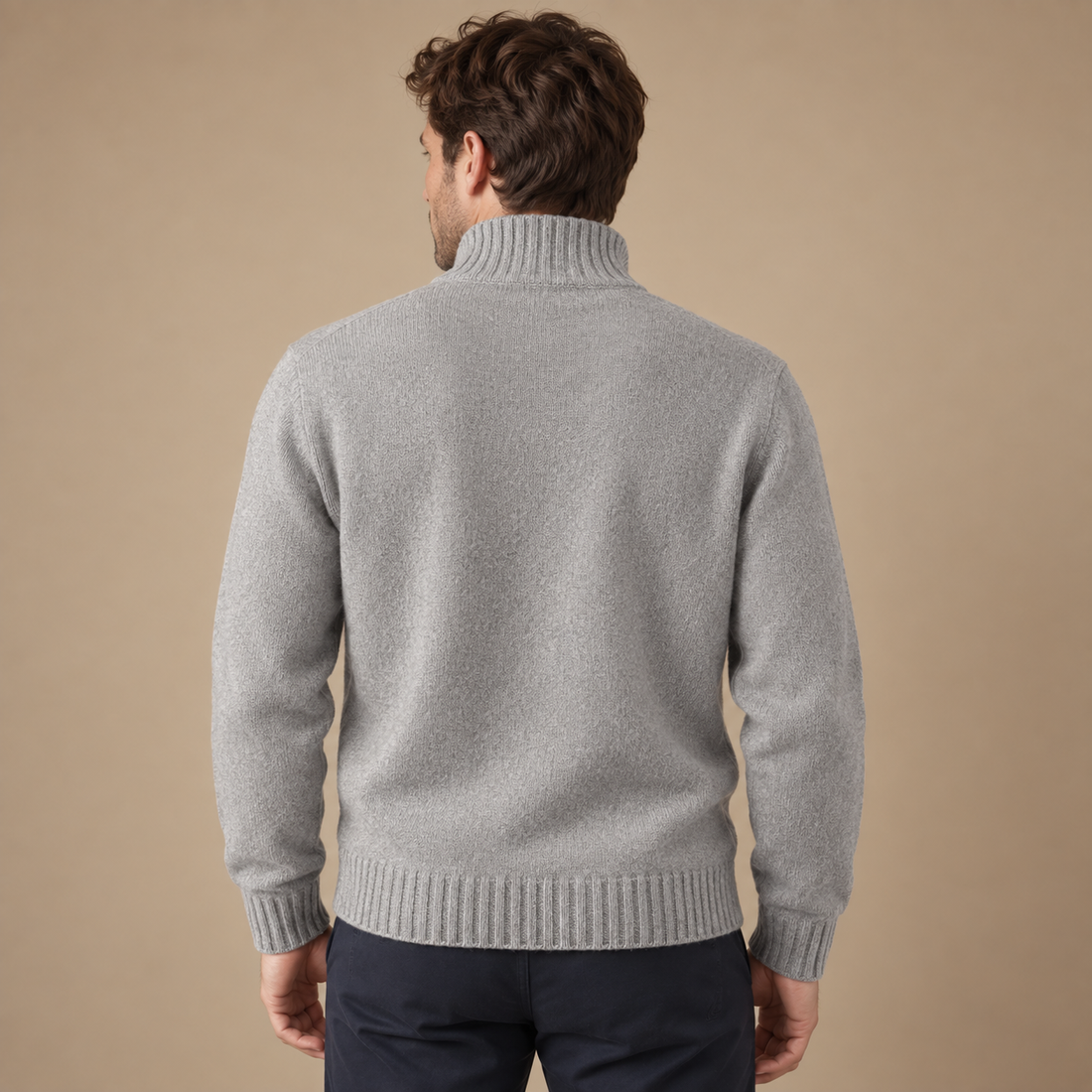 Herresweater med halv lynlås i slim fit