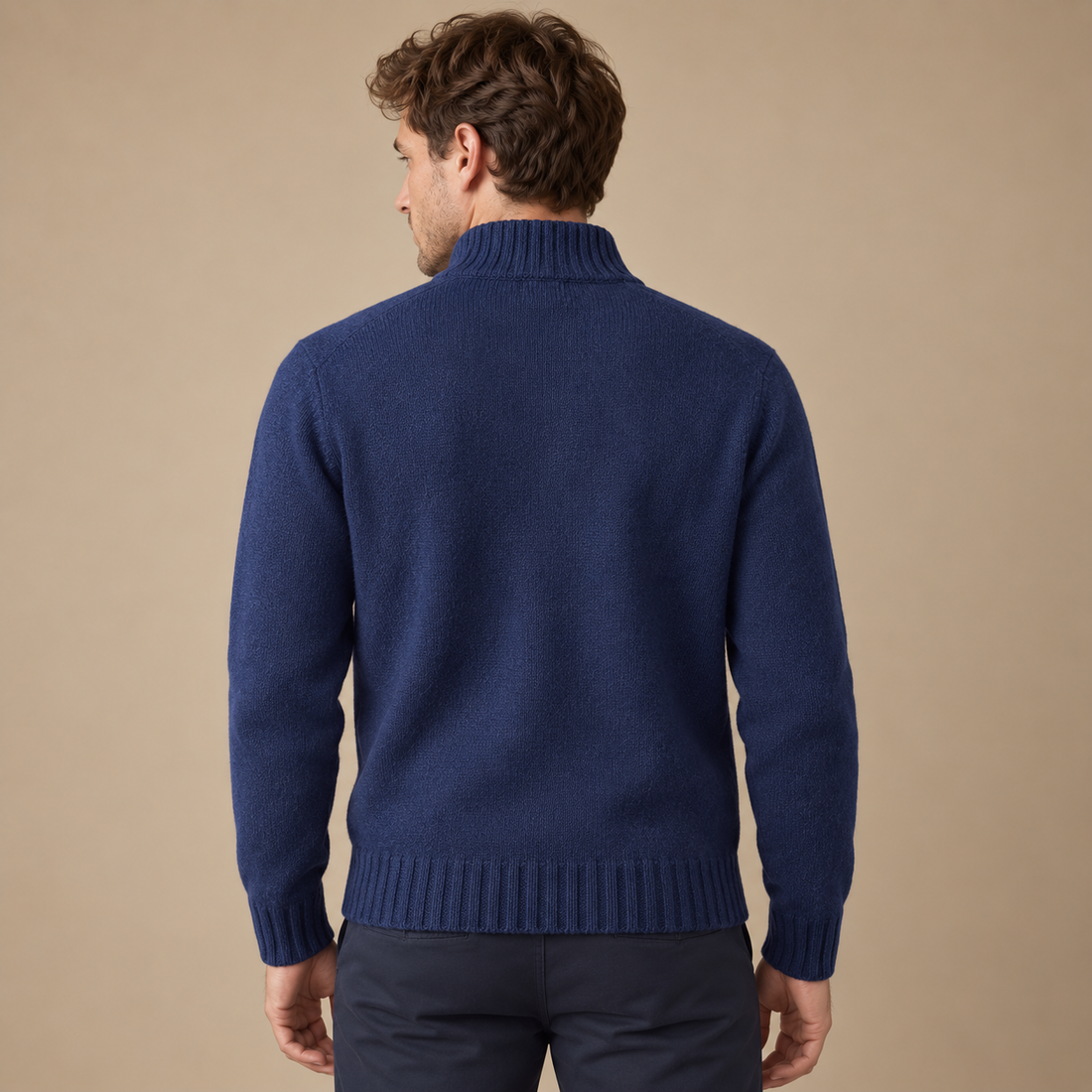 Herresweater med halv lynlås i slim fit