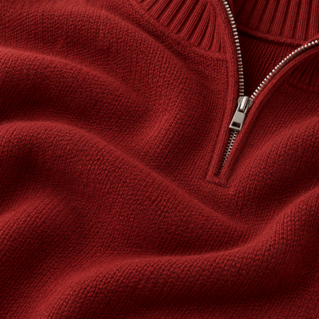 Herresweater med halv lynlås i slim fit