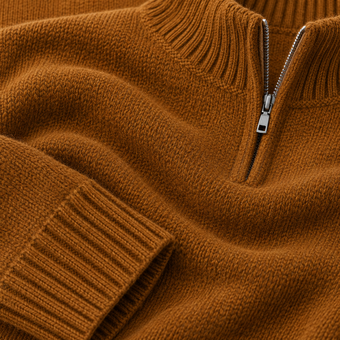 Herresweater med halv lynlås i slim fit
