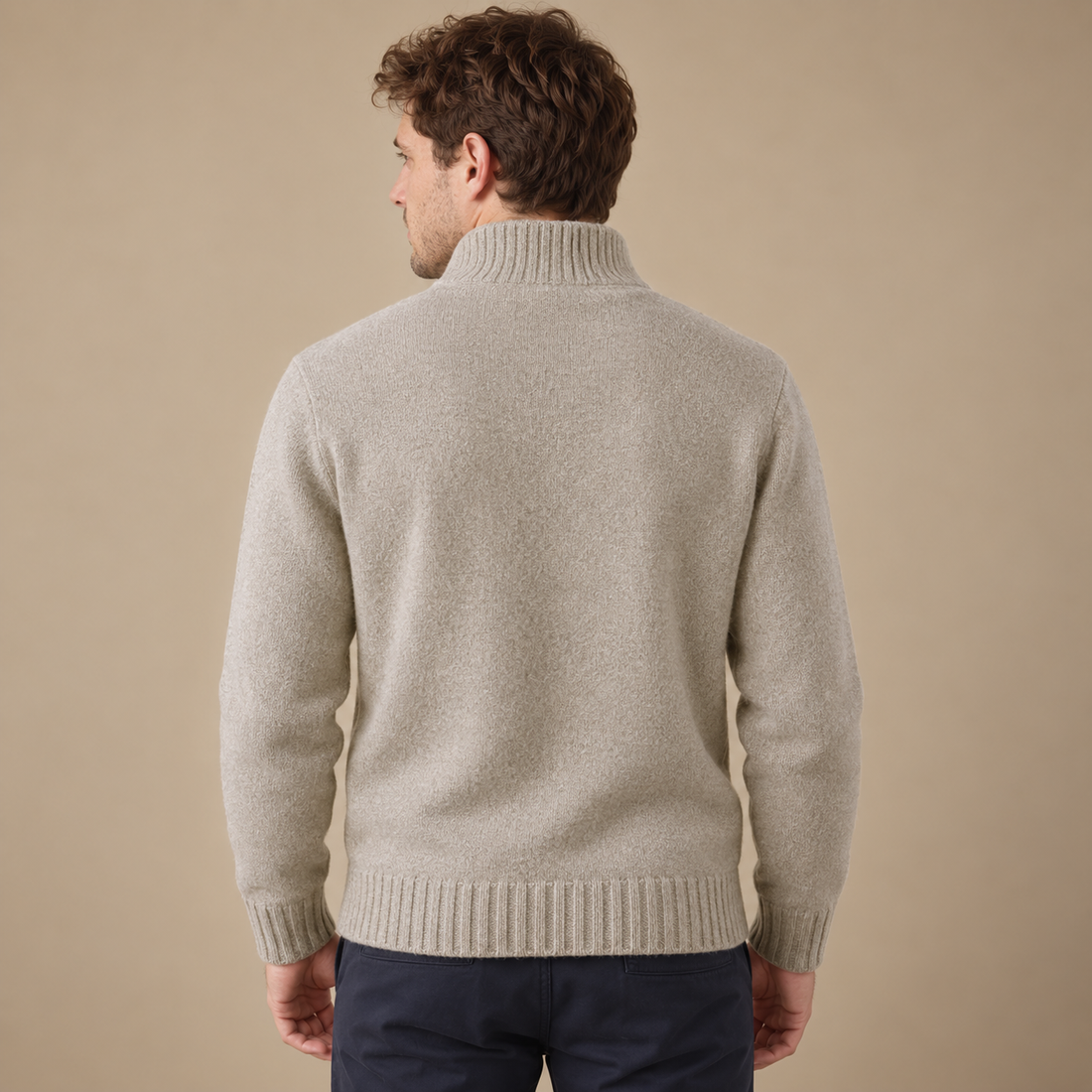 Herresweater med halv lynlås i slim fit
