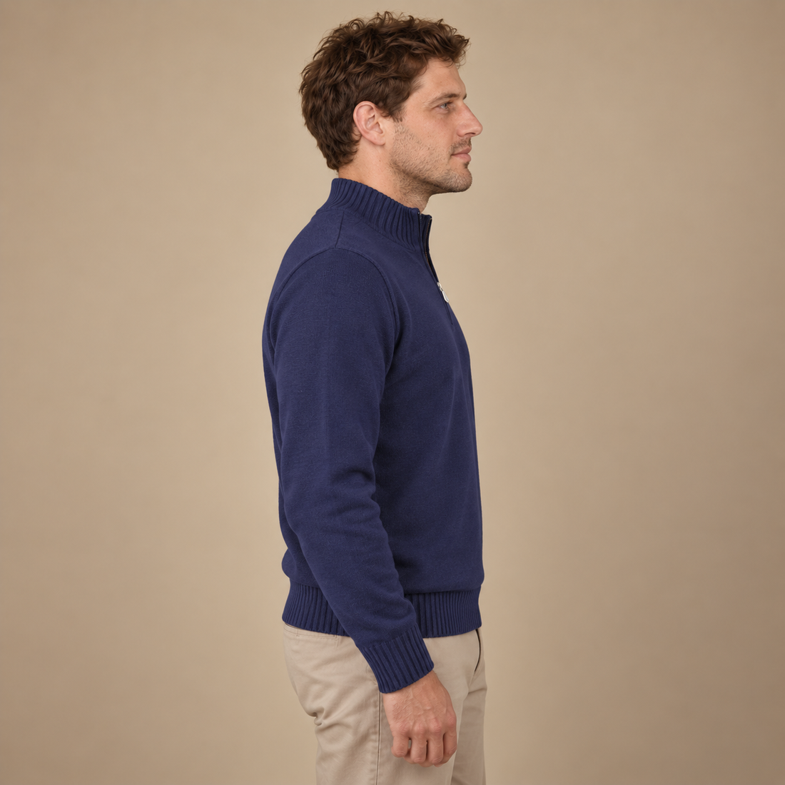 Let herresweater med lynlås