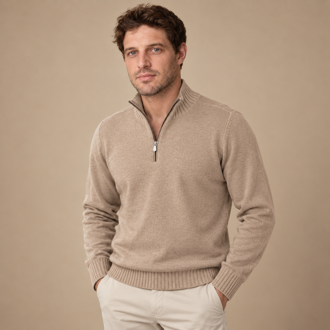 Let herresweater med lynlås