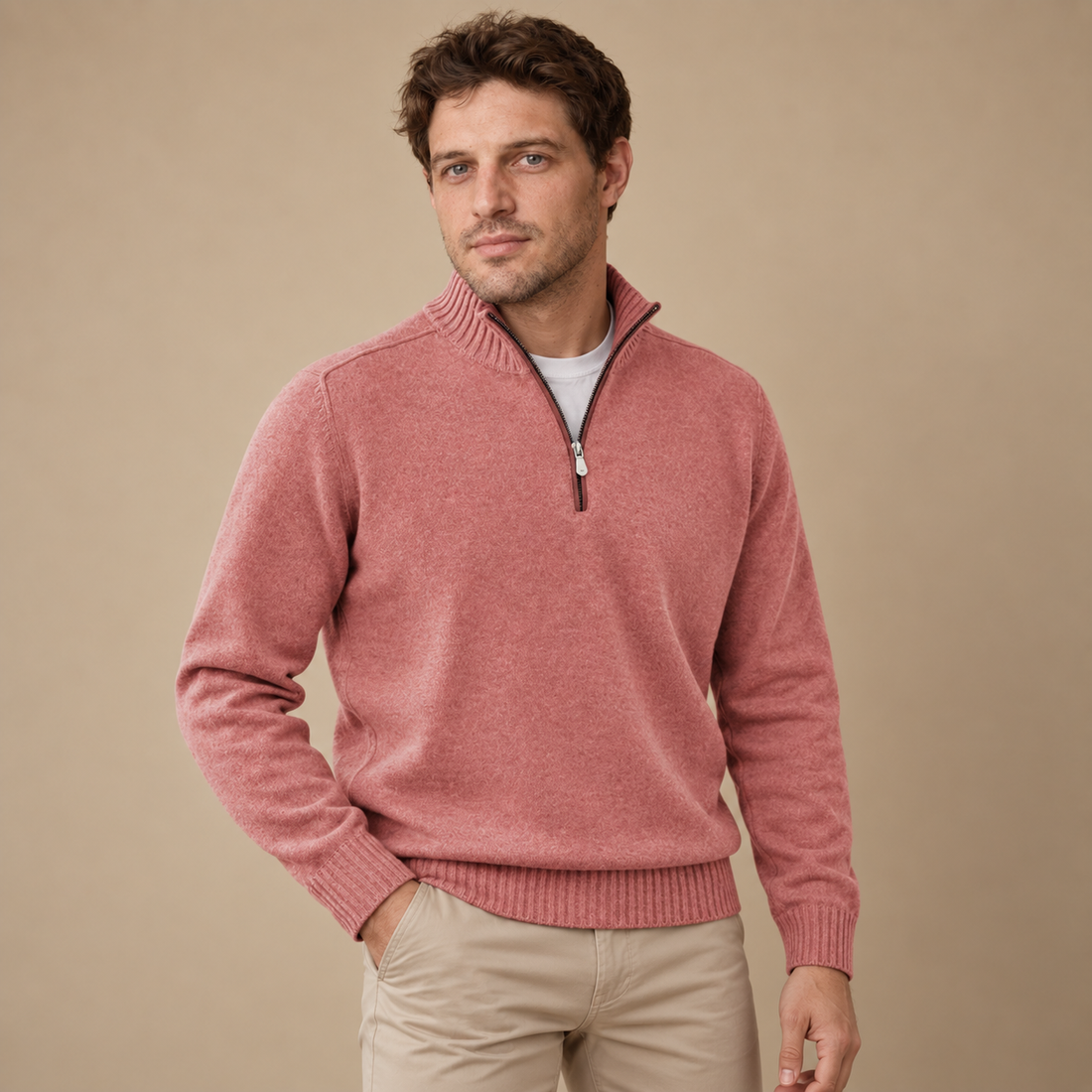 Let herresweater med lynlås