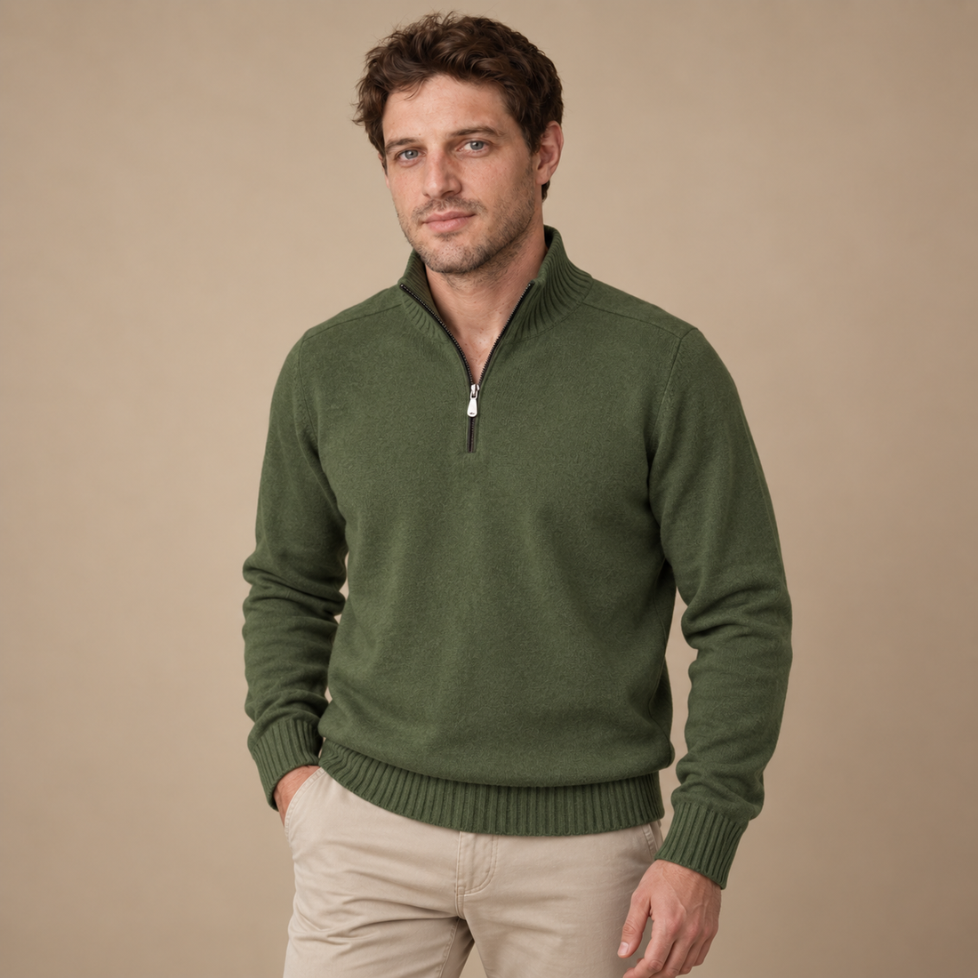 Let herresweater med lynlås