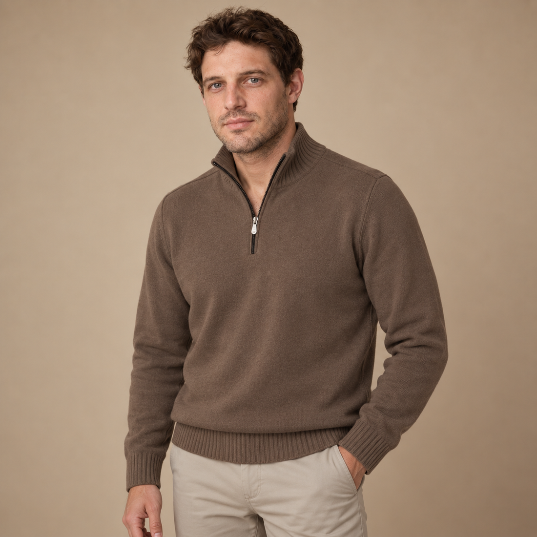 Let herresweater med lynlås
