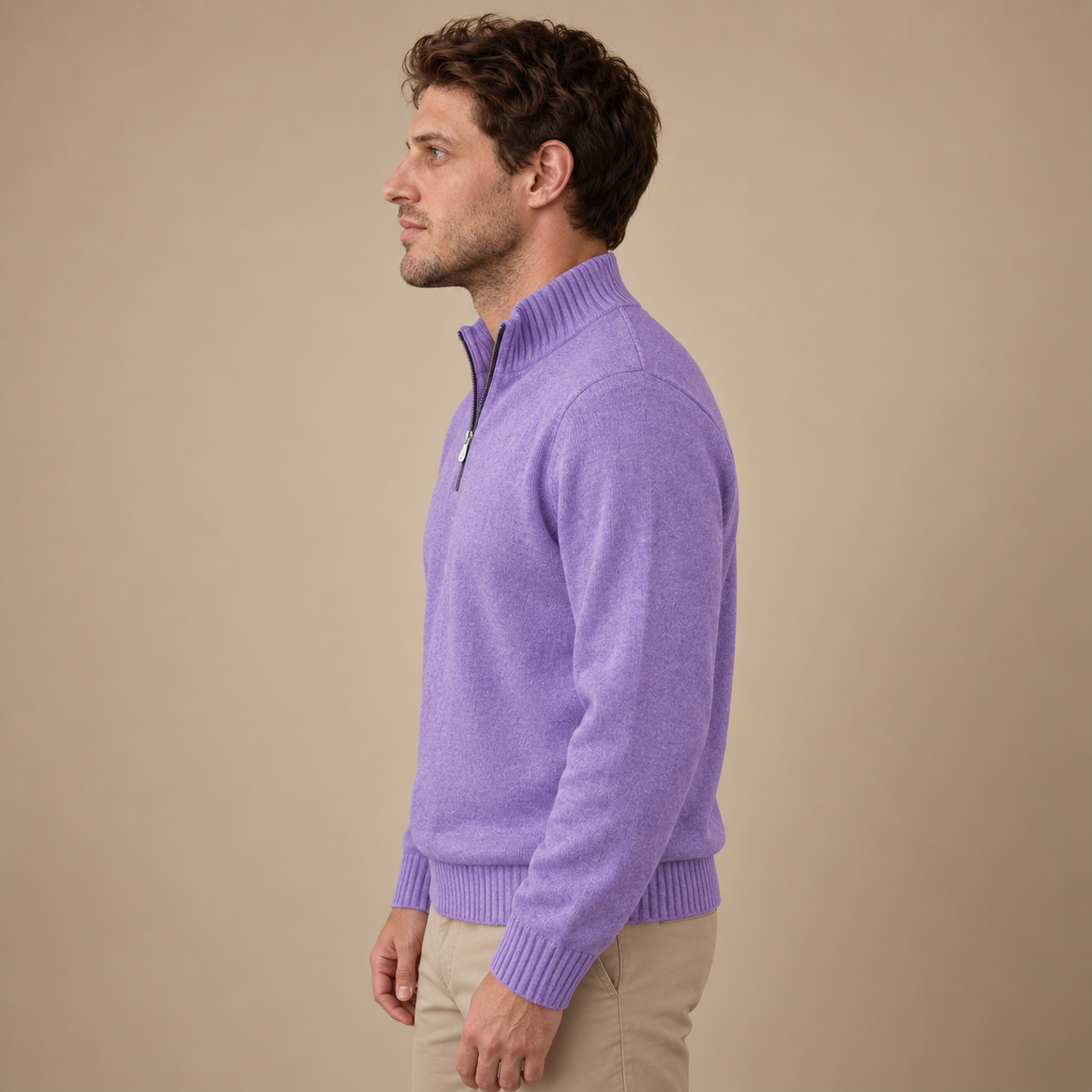 Let herresweater med lynlås