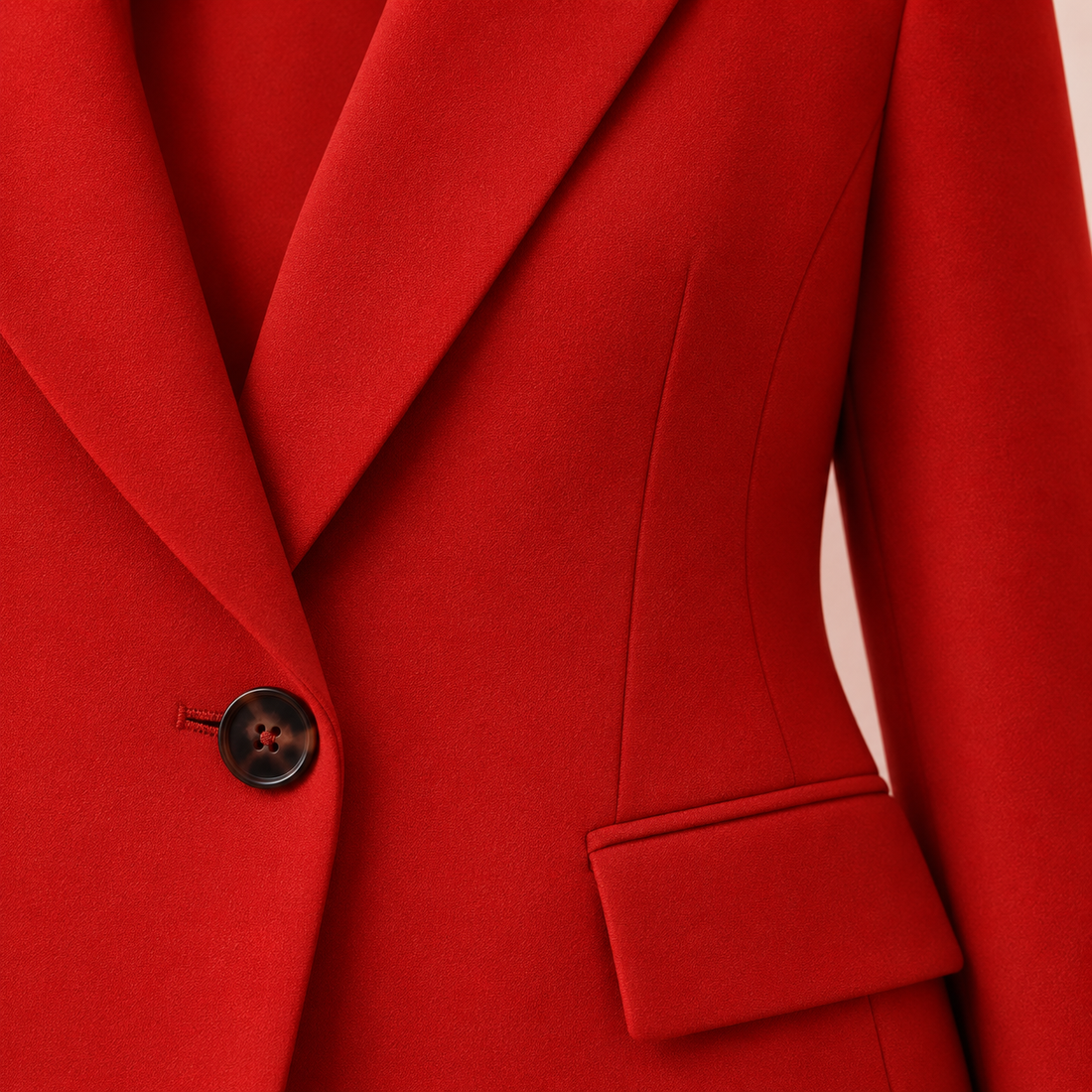 Taljeret blazer til dame med revers og klaplommer