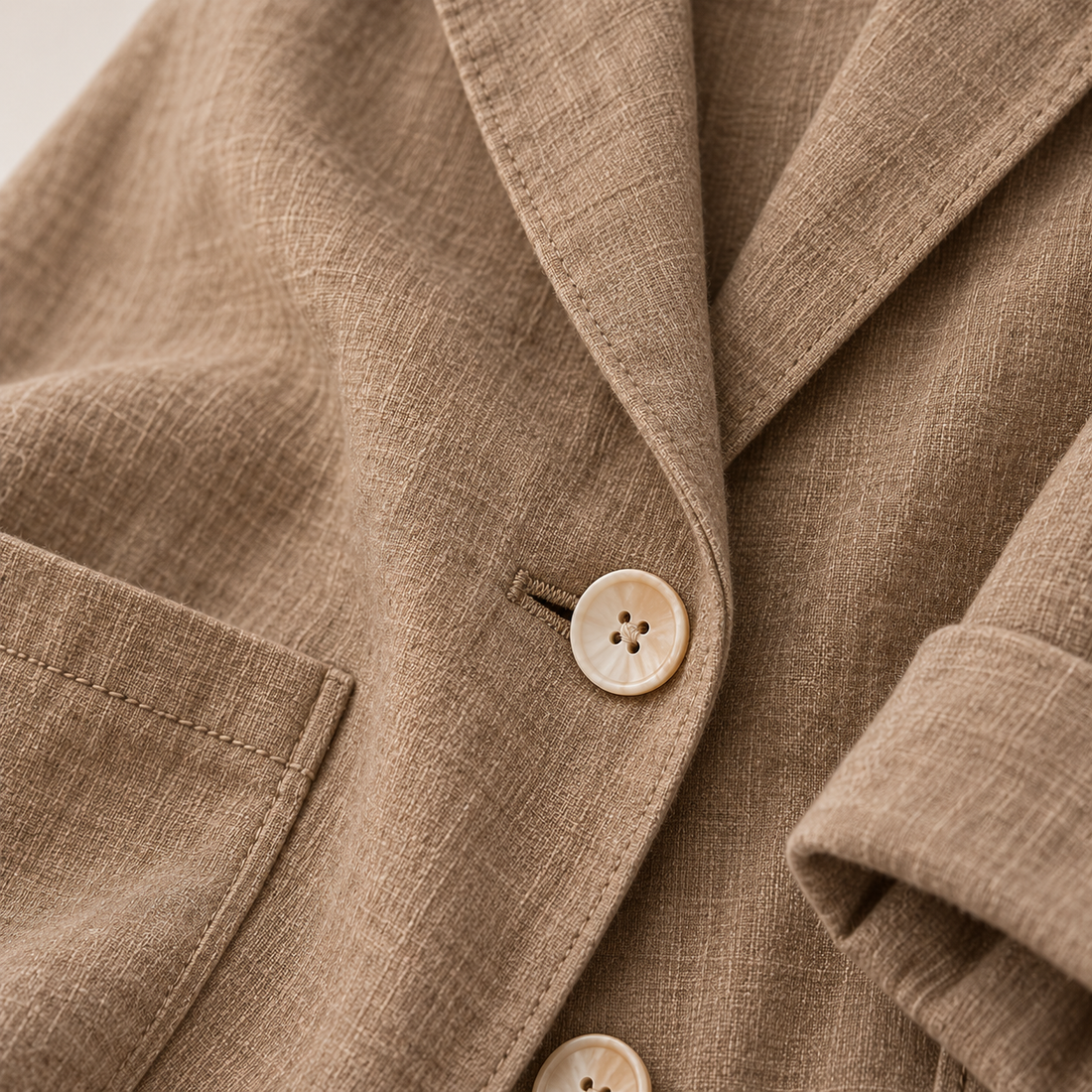Løstsiddende blazer til dame med opsmøgede ærmer