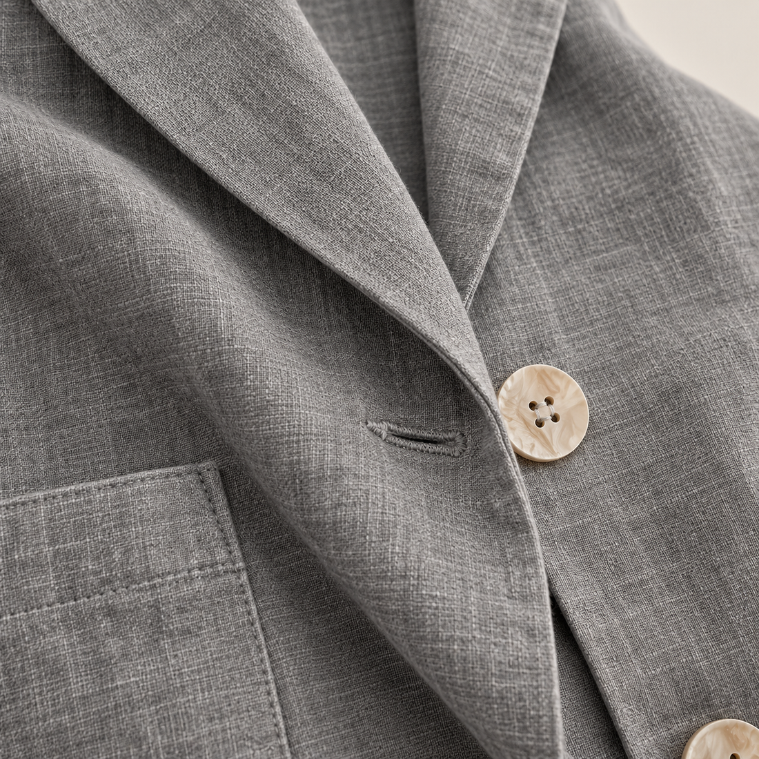 Løstsiddende blazer til dame med opsmøgede ærmer