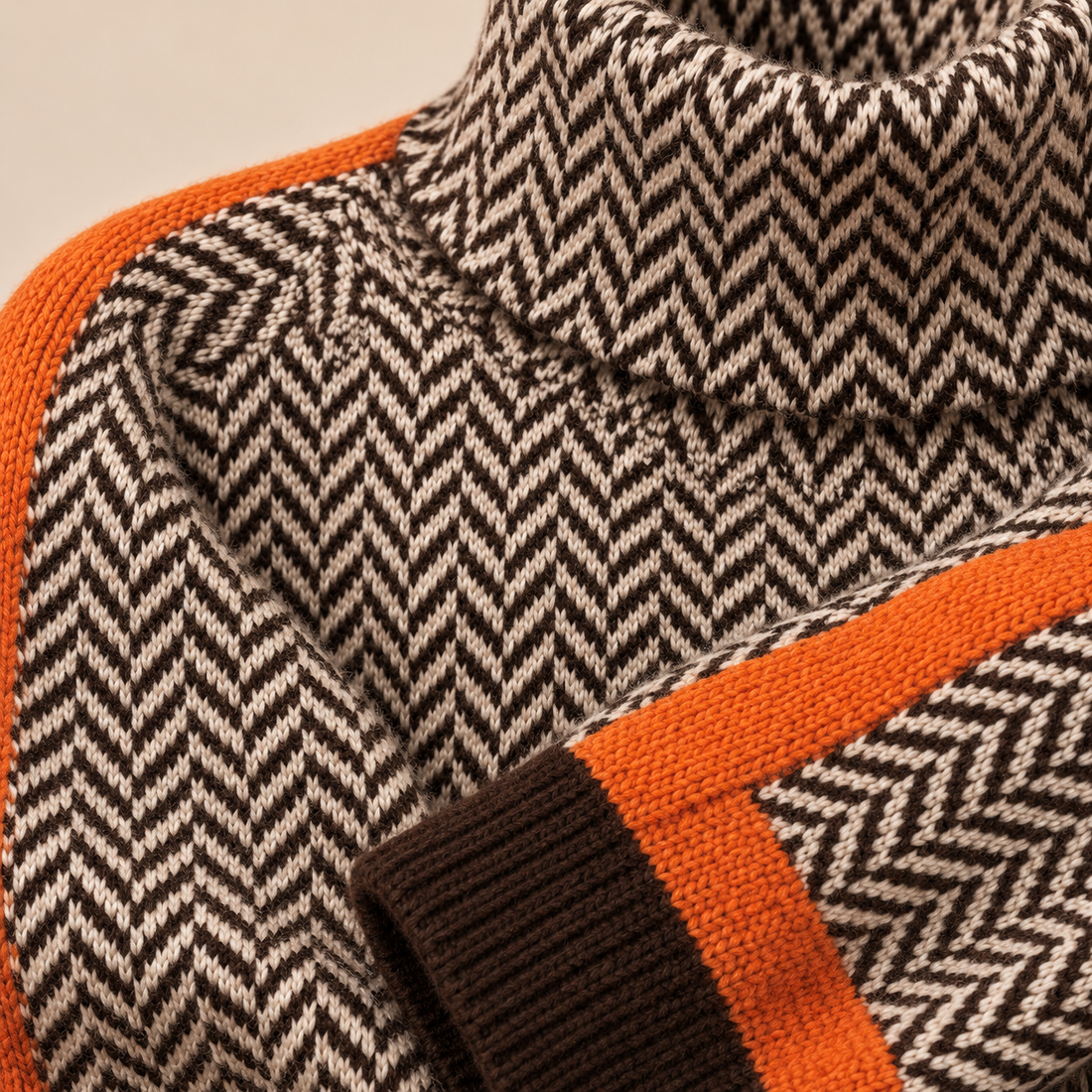 Oversized rullekravesweater til dame med striber