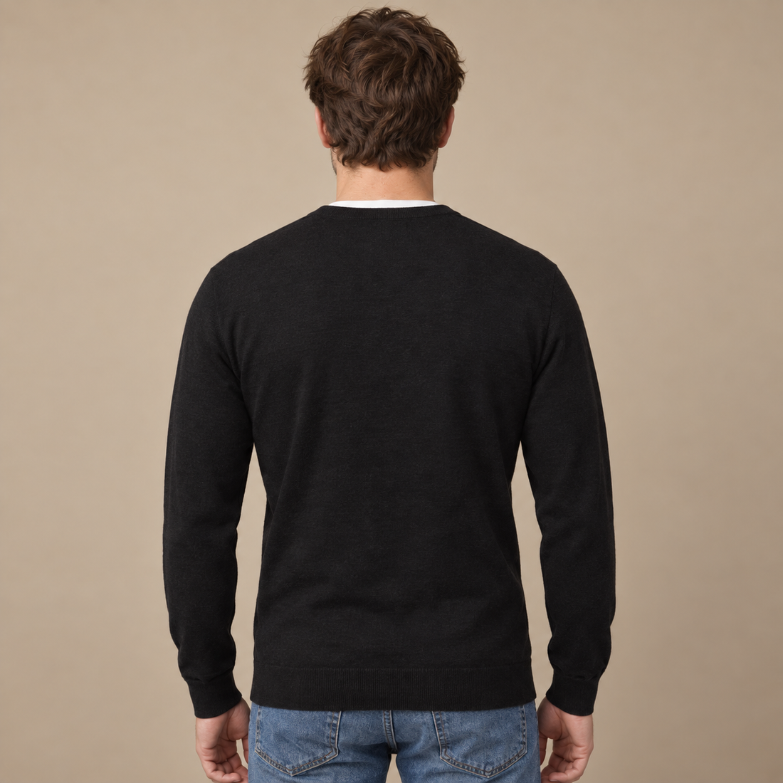 Finstrikket herrecardigan med V-hals og knapper