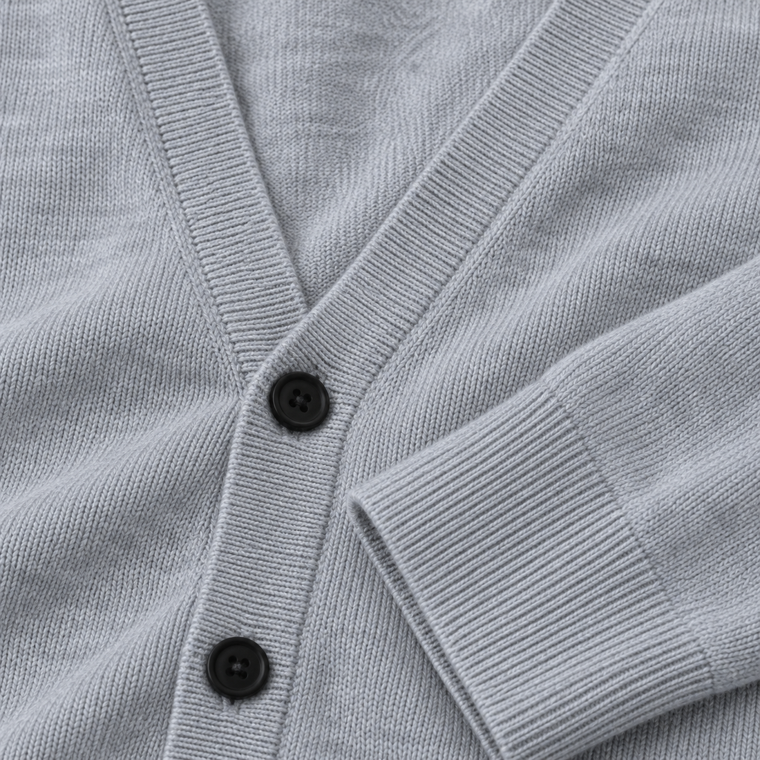 Finstrikket herrecardigan med V-hals og knapper