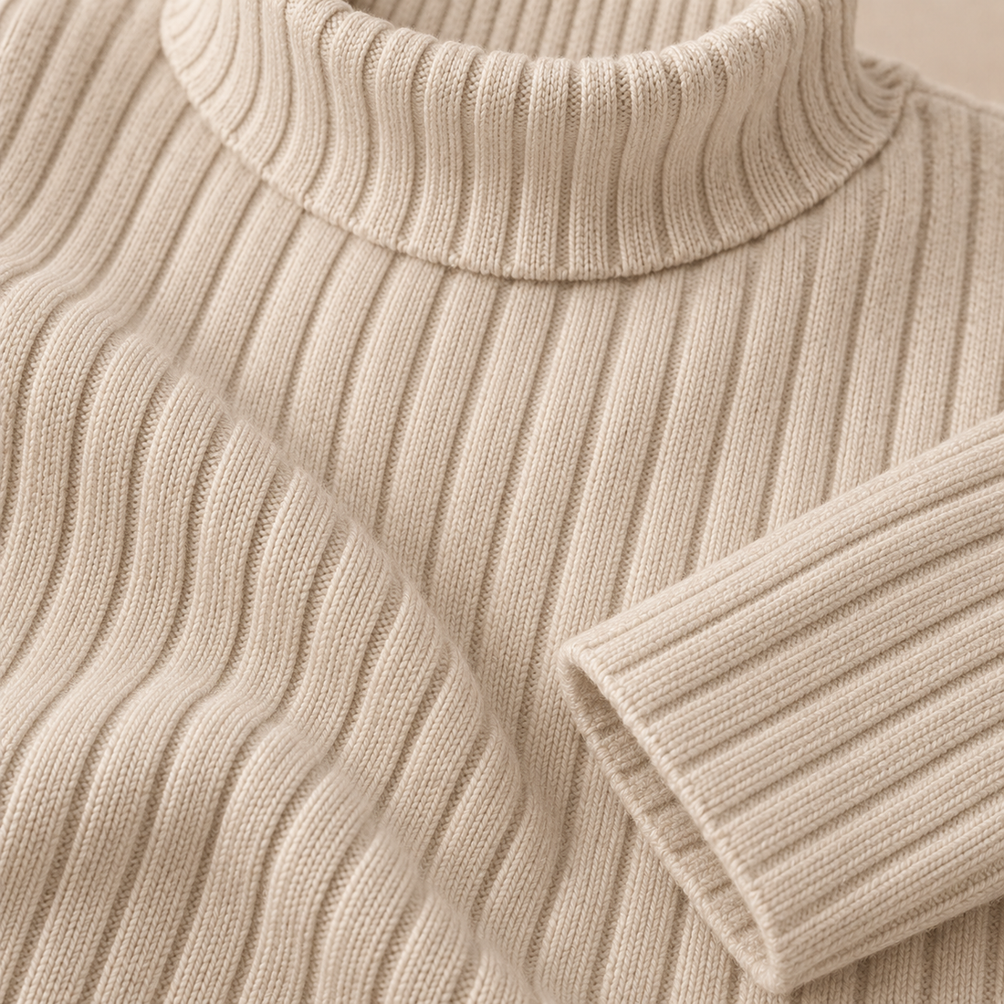 Ribstrikket rullekravesweater til dame med smal pasform