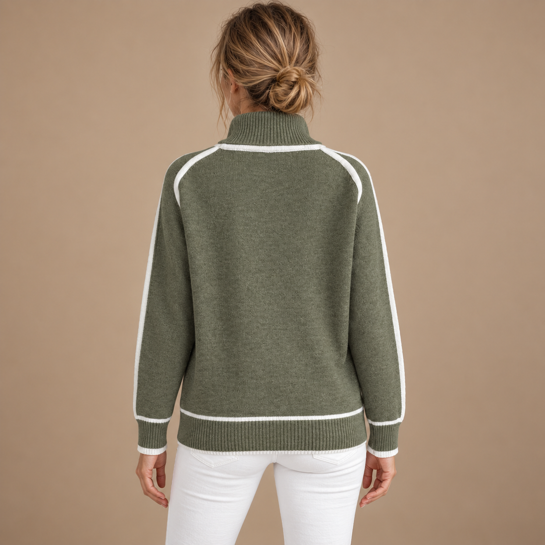 Grøn rullekravesweater til dame