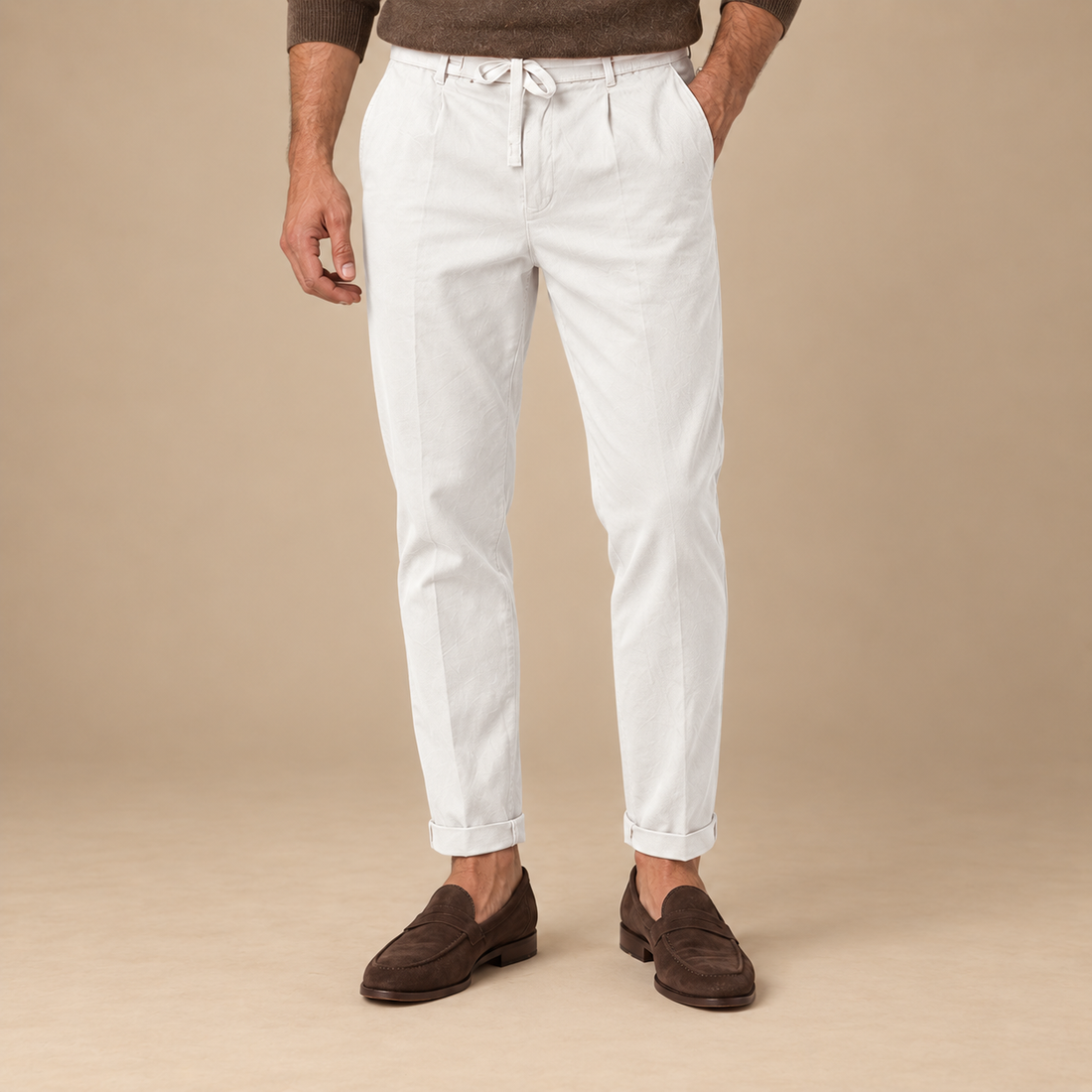 Slim fit herrebukser med læg