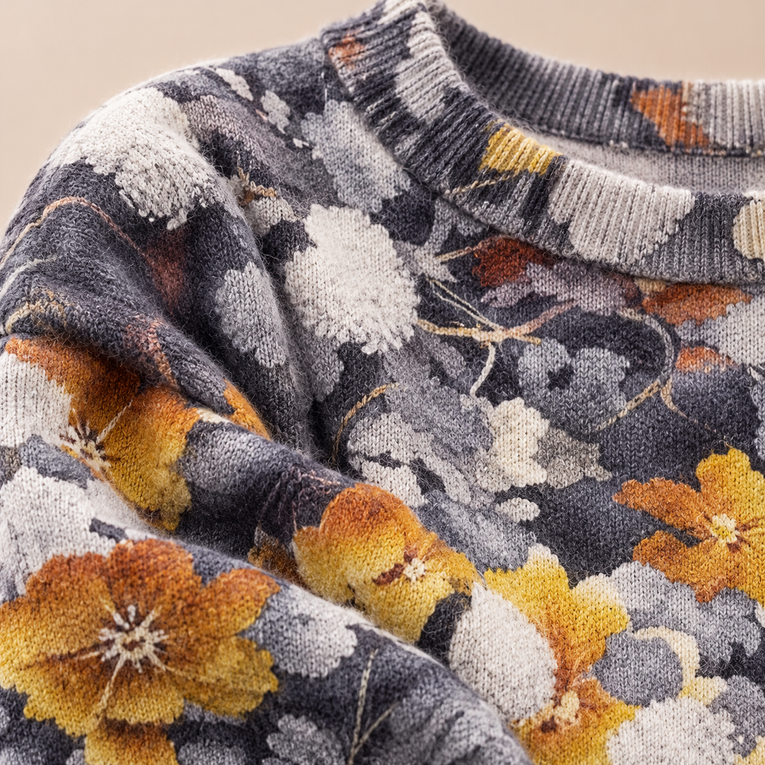 Oversized sweater til dame med dyreprint