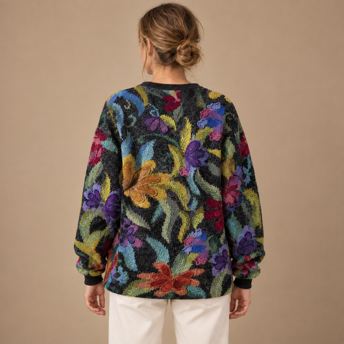 Oversized sweater til dame med dyreprint