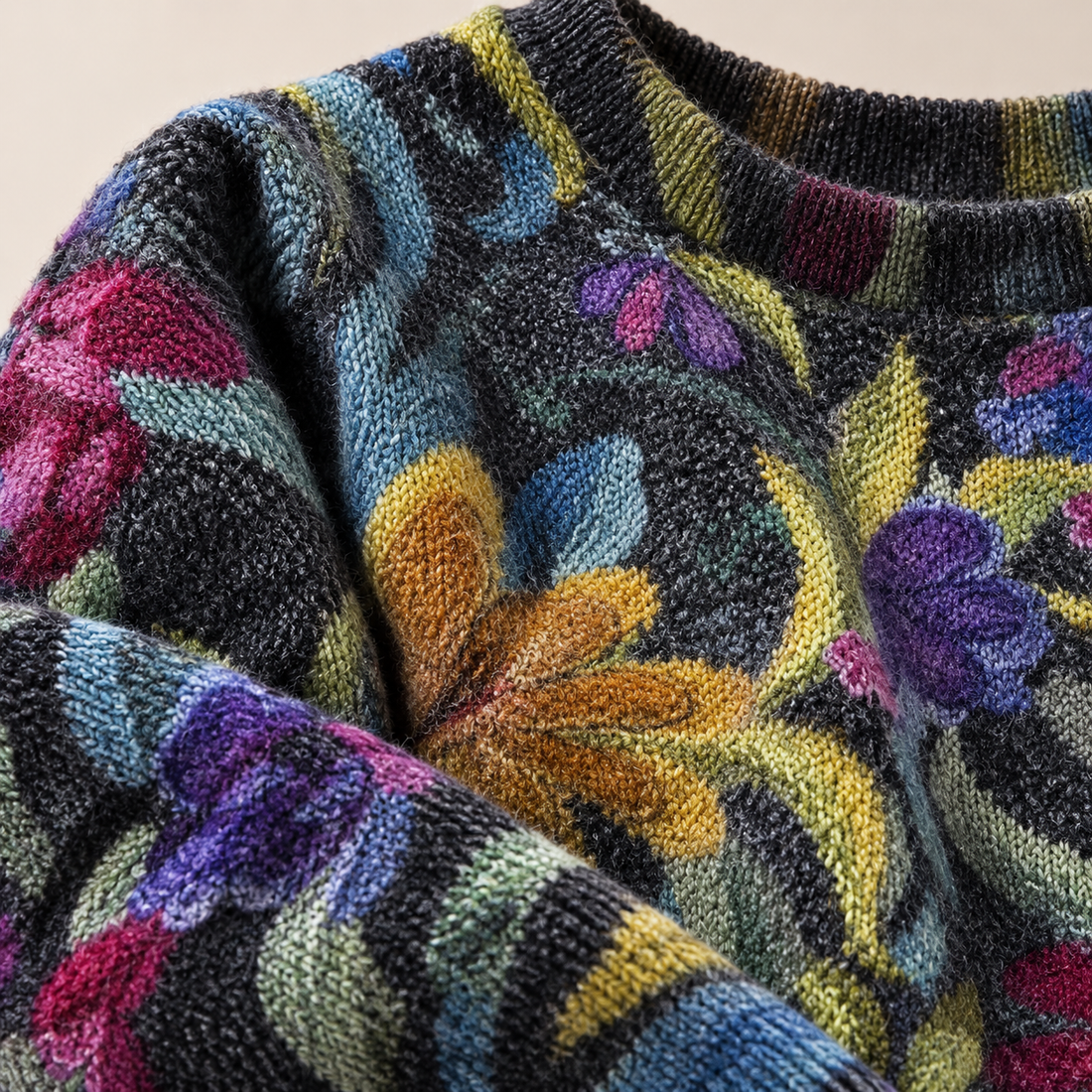 Oversized sweater til dame med dyreprint
