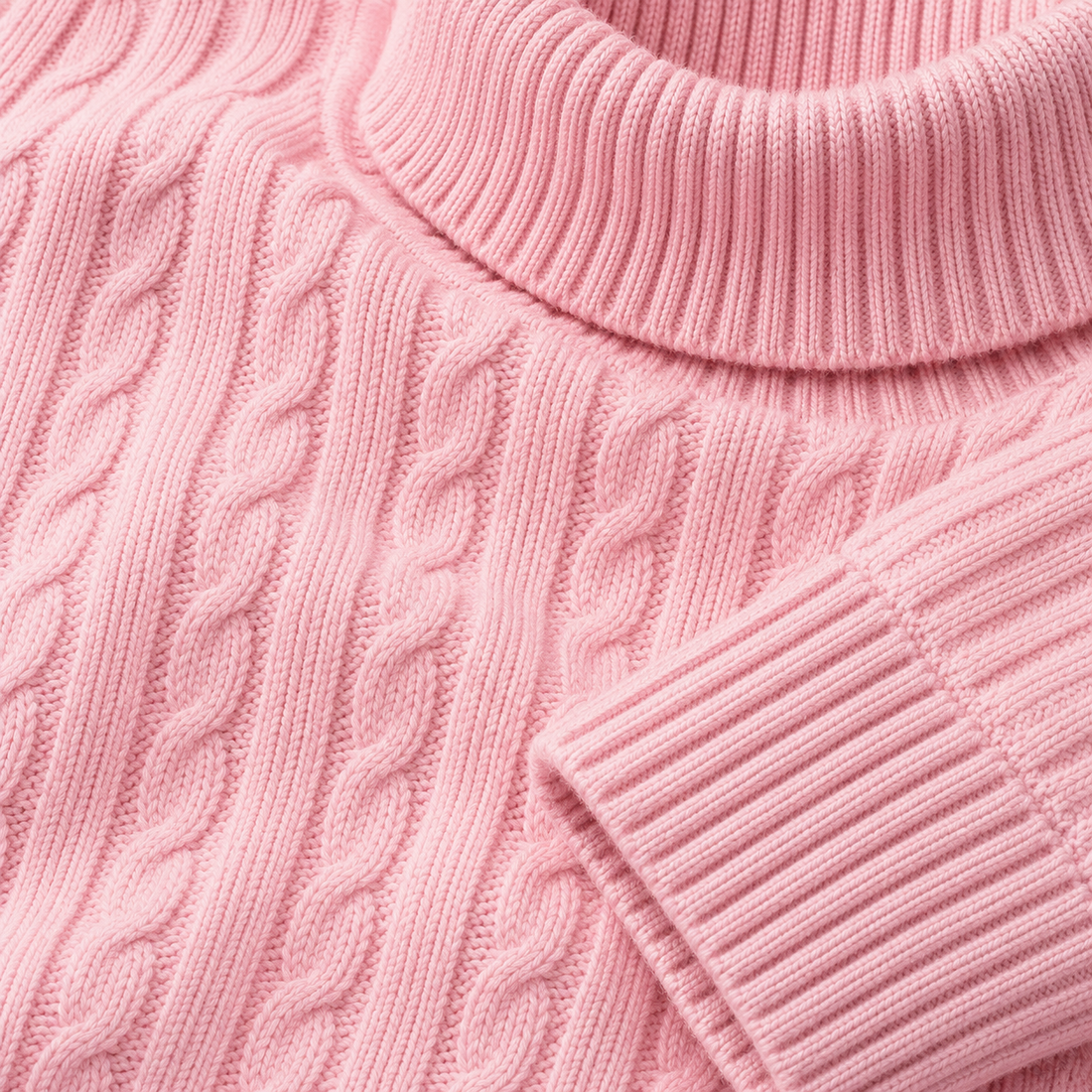 Rullekravesweater til herre i kabelstrik