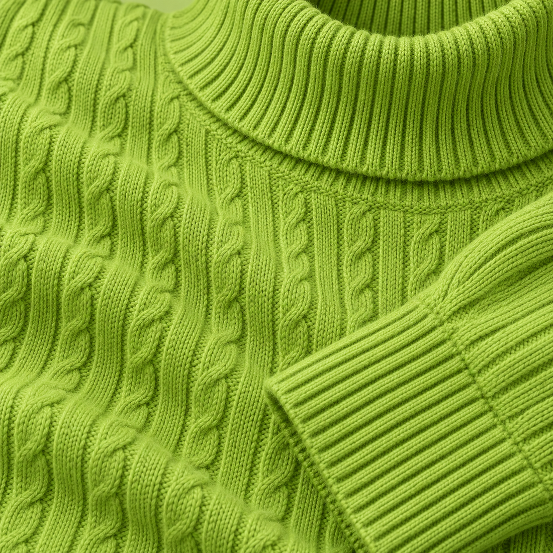 Rullekravesweater til herre i kabelstrik