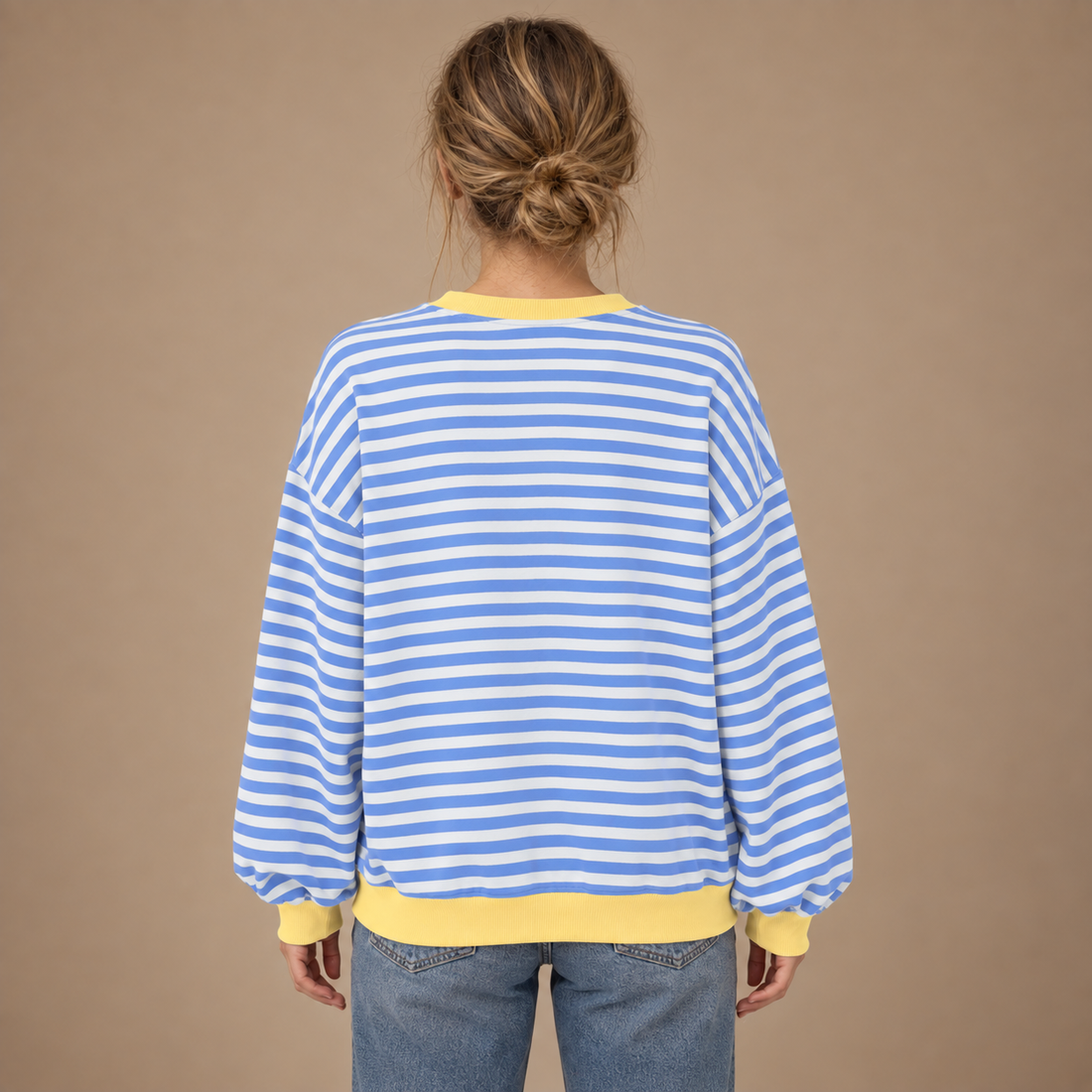 Oversized sweatshirt til dame med retrostriber