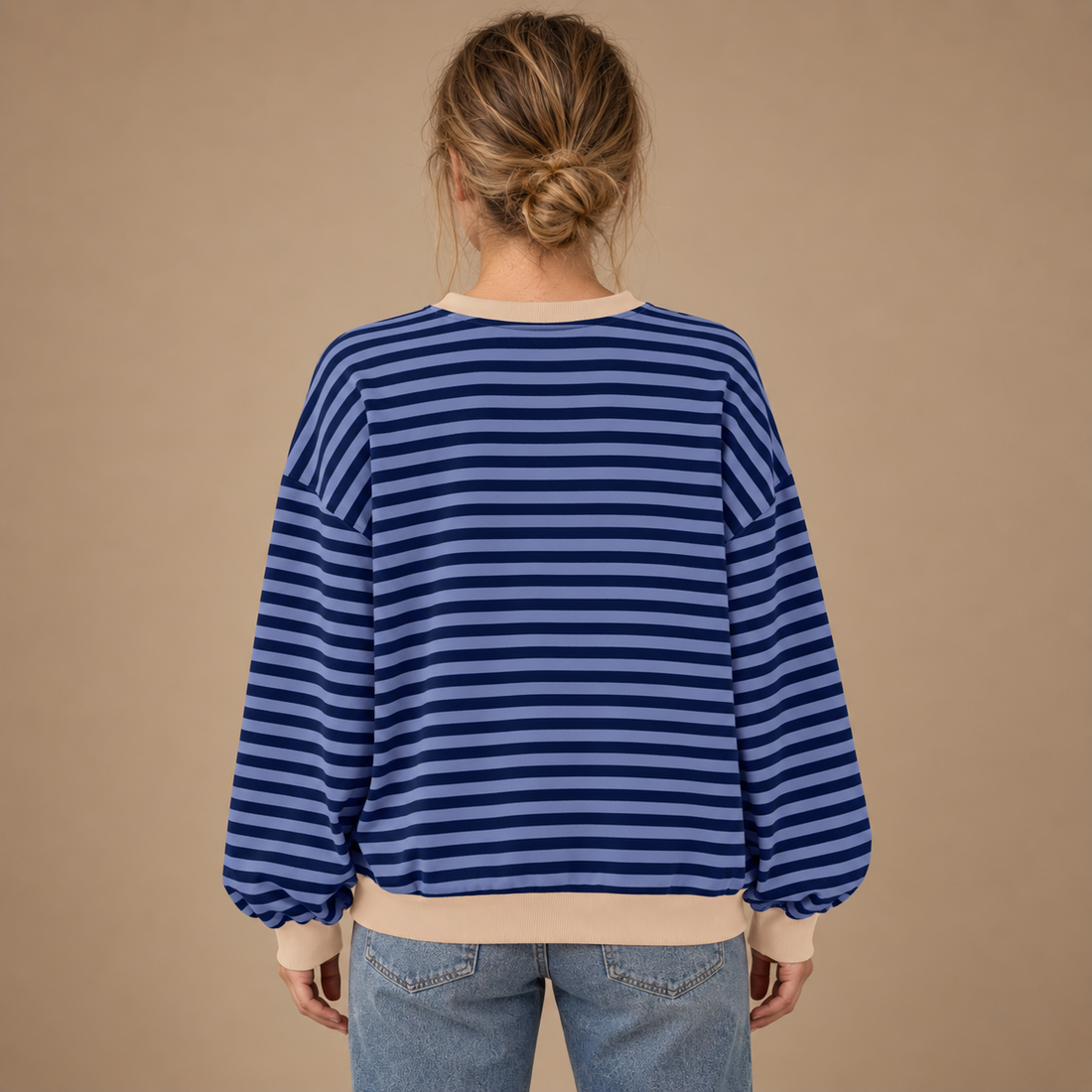 Oversized sweatshirt til dame med retrostriber