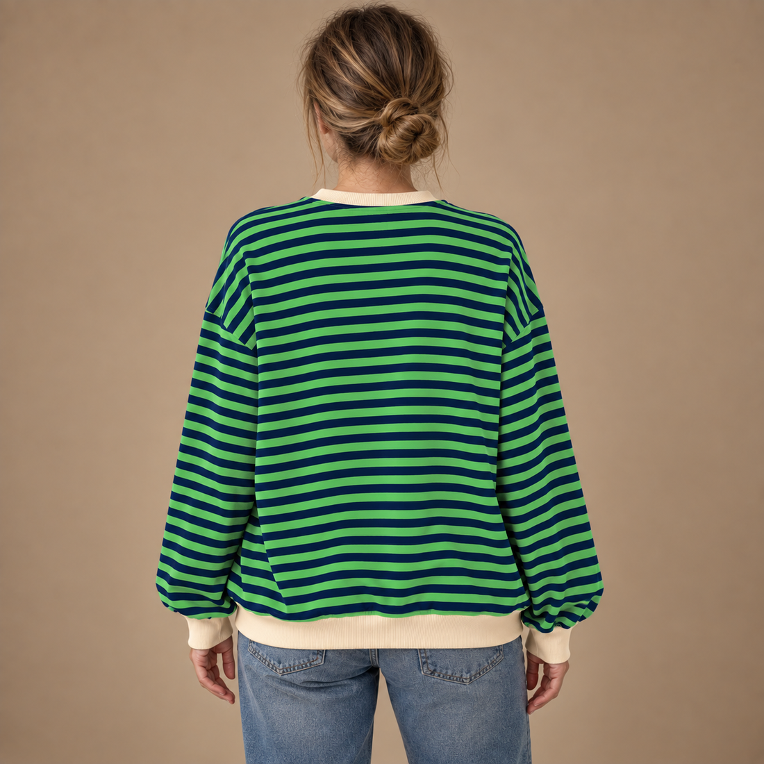 Oversized sweatshirt til dame med retrostriber