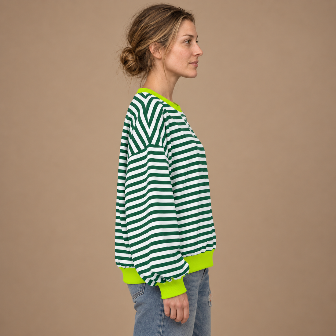 Oversized sweatshirt til dame med retrostriber