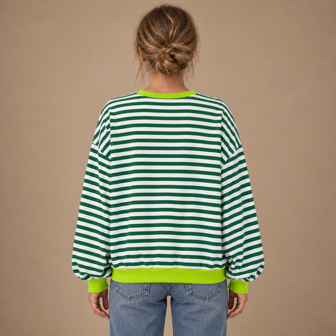 Oversized sweatshirt til dame med retrostriber