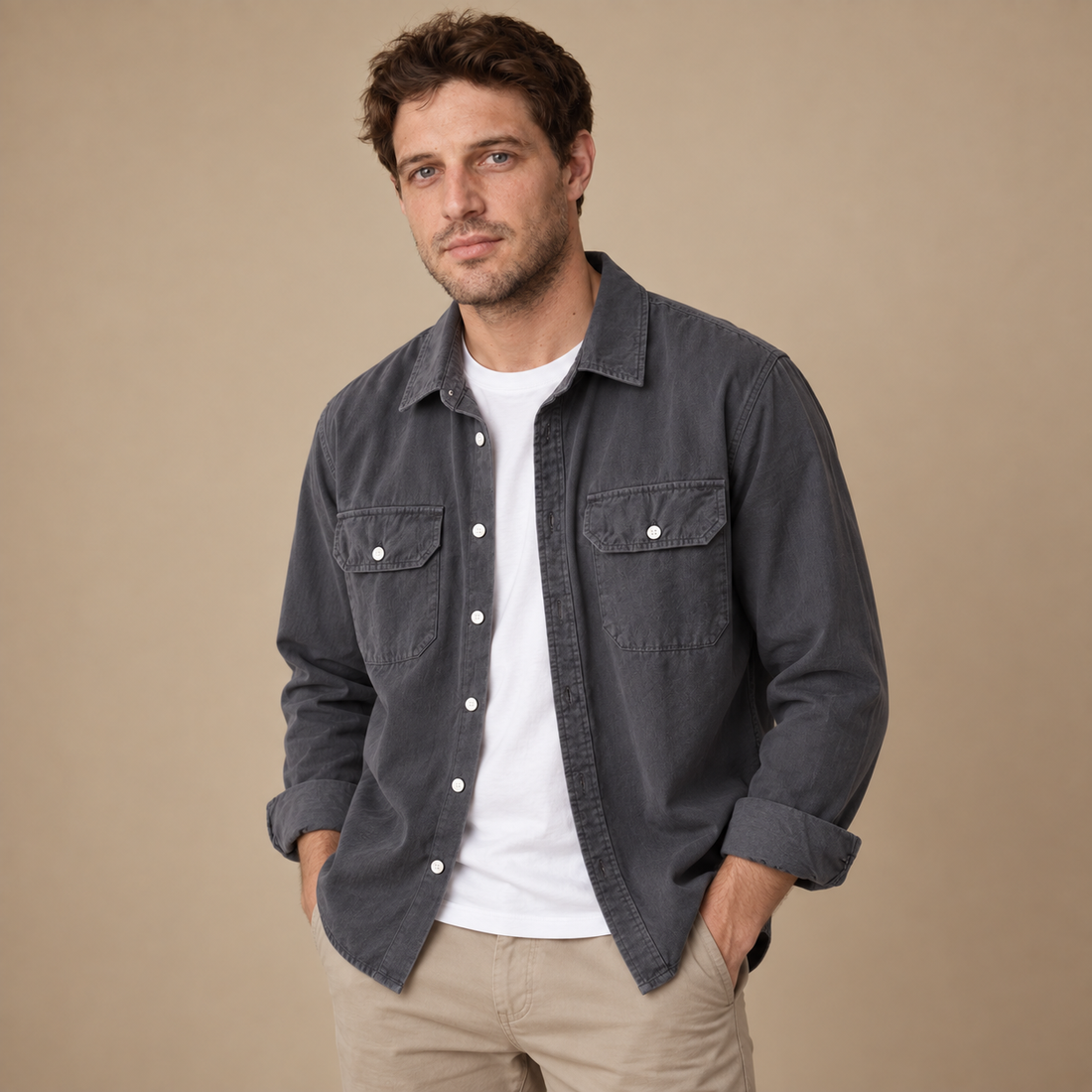 Overshirt til herre med løs pasform