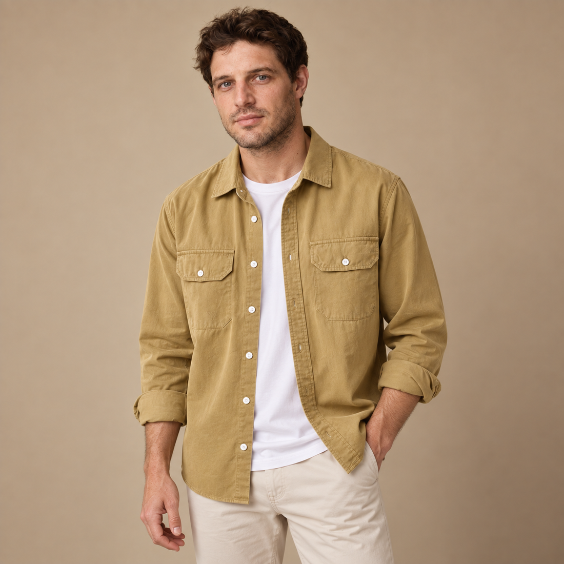 Overshirt til herre med løs pasform