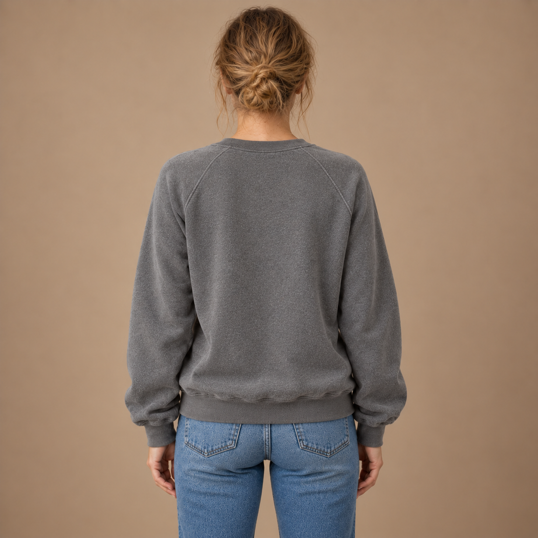 Sweatshirt til dame med raglanærmer og rund hals