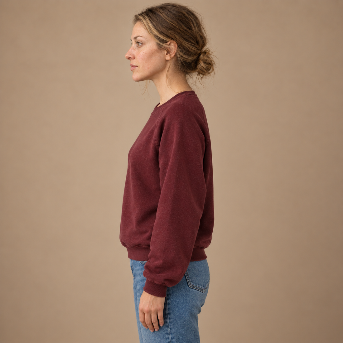 Sweatshirt til dame med raglanærmer og rund hals