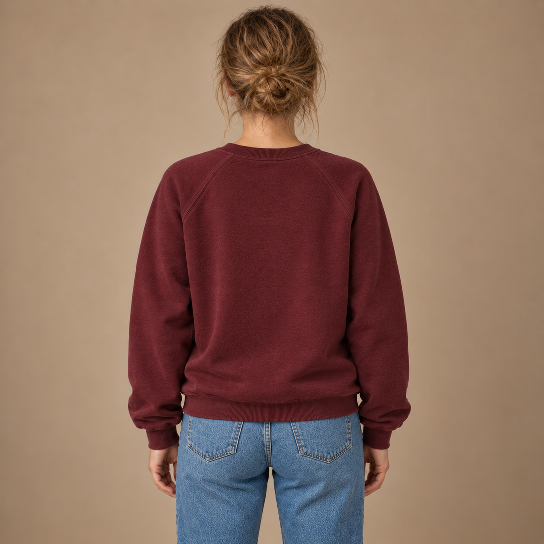 Sweatshirt til dame med raglanærmer og rund hals