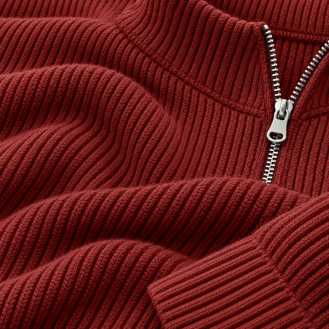 Strikket herresweater med halv lynlås