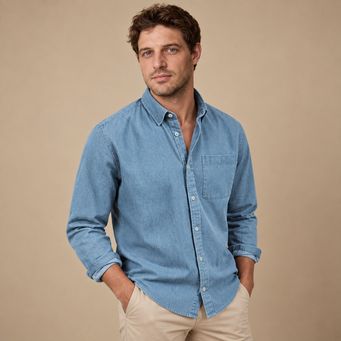 Herreskjorte i strækbart stof