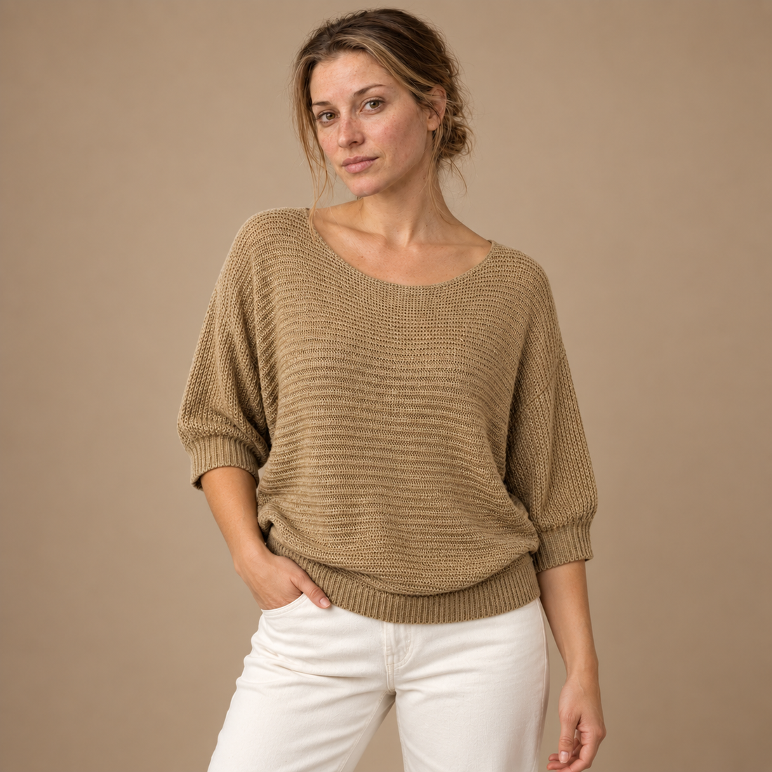 Glatstrikket sweater til dame