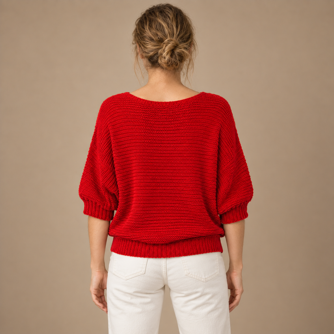 Glatstrikket sweater til dame