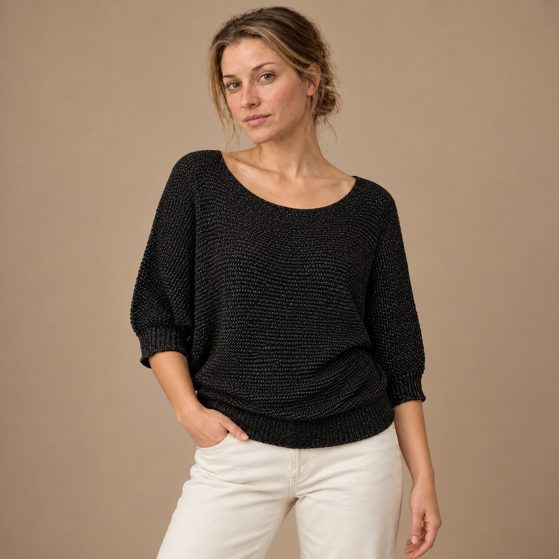 Glatstrikket sweater til dame