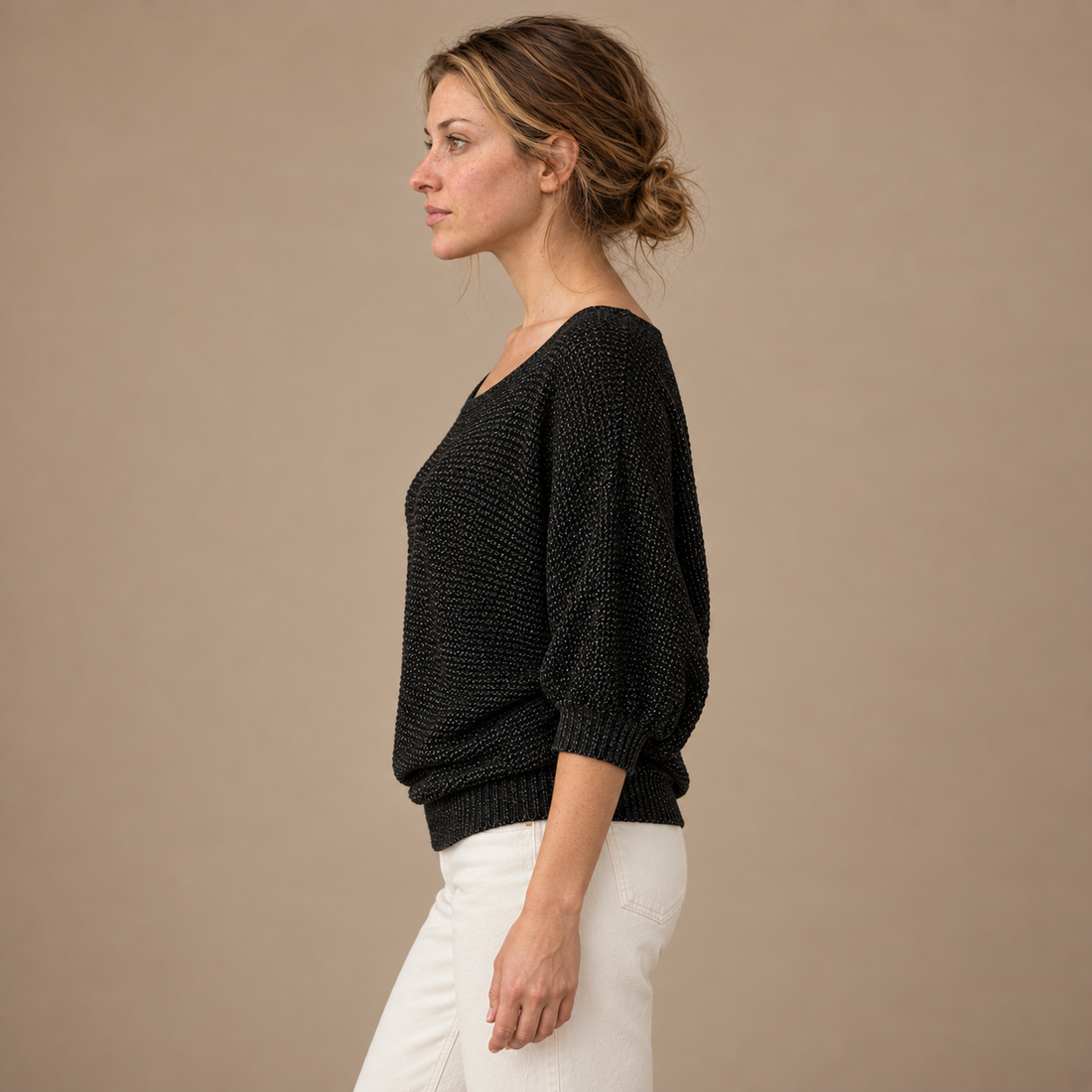 Glatstrikket sweater til dame