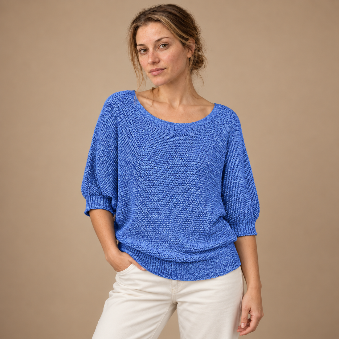 Glatstrikket sweater til dame