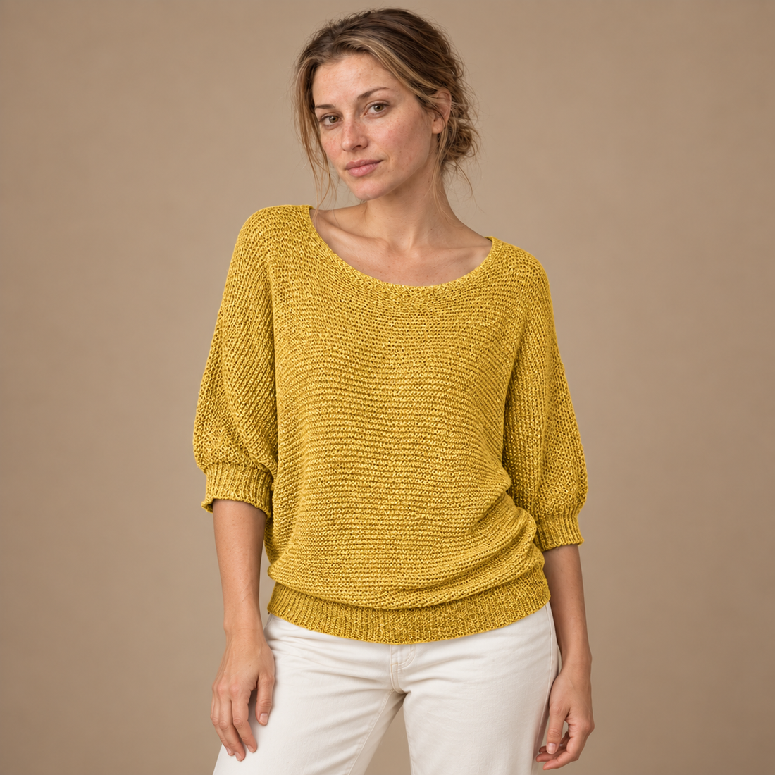 Glatstrikket sweater til dame