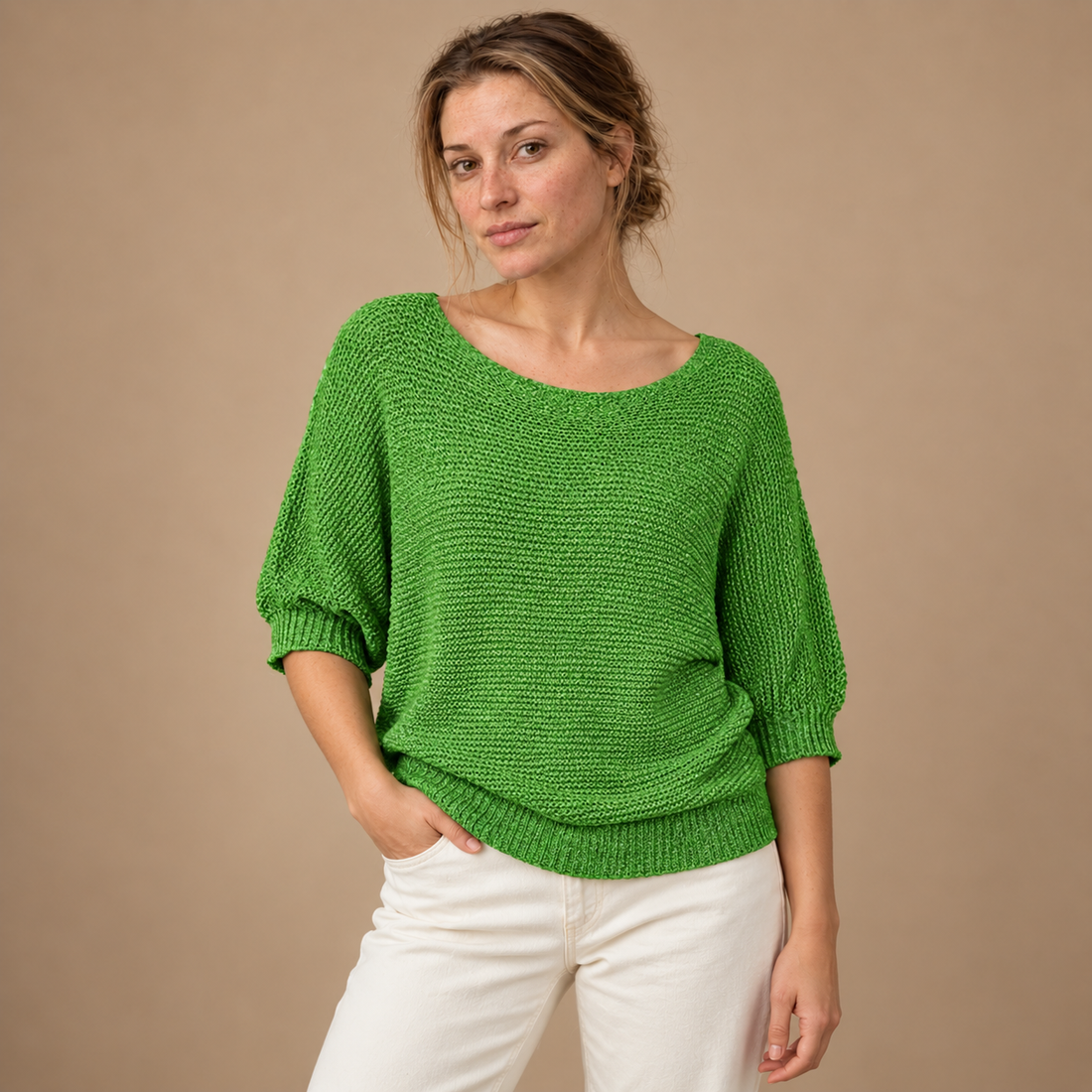 Glatstrikket sweater til dame